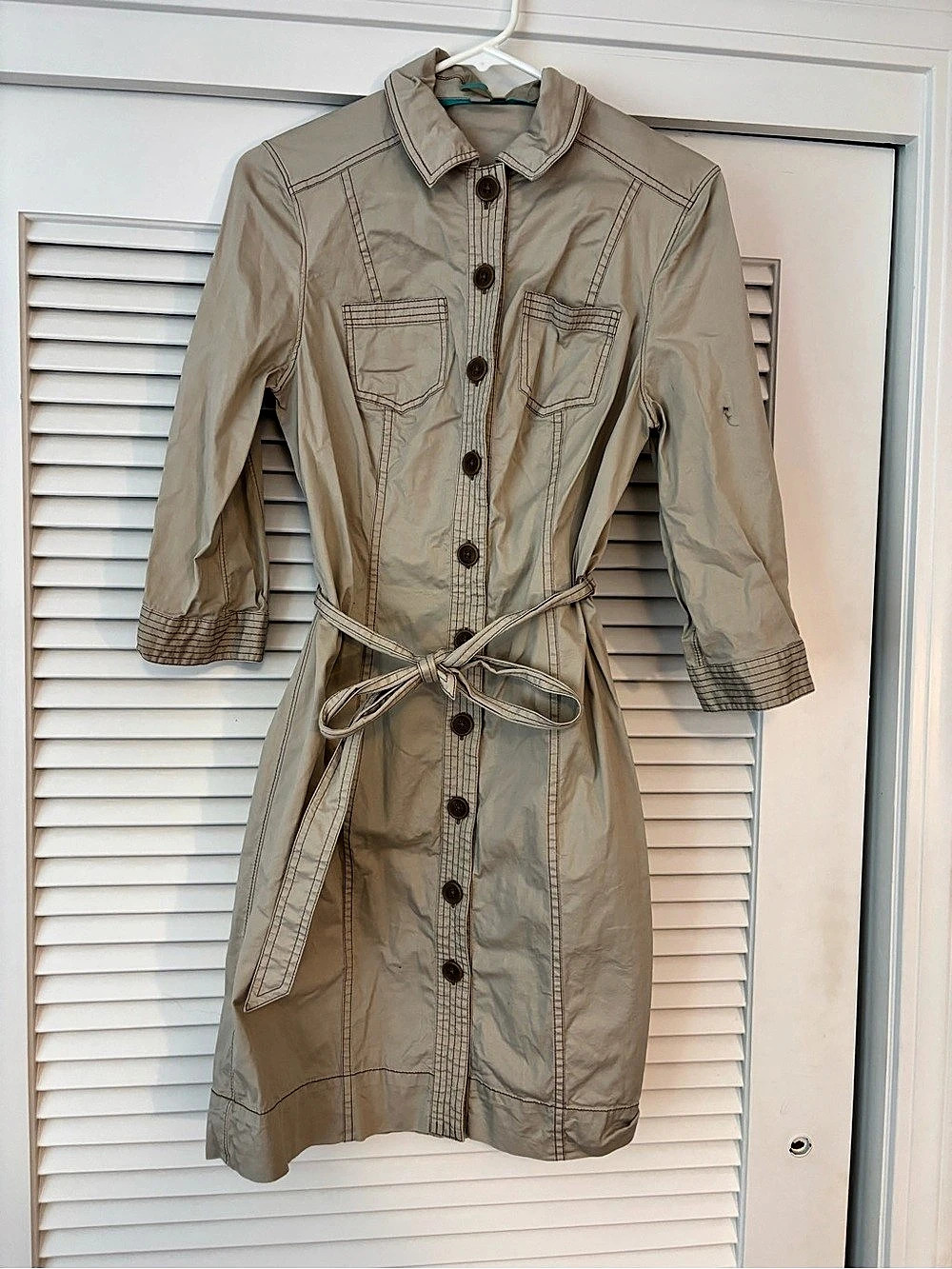 boden Belted Utility Shirt Dress Midi Beige Size 6
